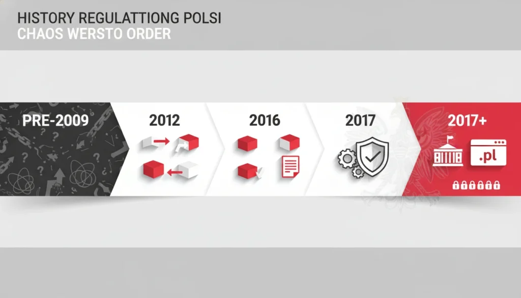 Historia regulacji zakładów bukmacherskich w Polsce - timeline od 2009 do 2025 roku